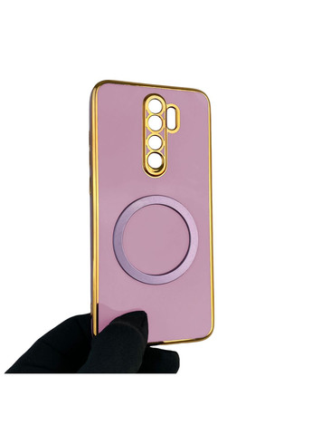 Чохол для Redmi Note 8 Pro глянцевий з кільцем MagSafe із золотою окантовкою на сяомі редмі нот 8 про чорничний gs1 Xiaomi (366229422)