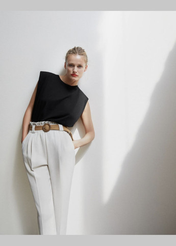 Брюки брюки под пояс широкие уровни прямые серые Zara (332091968)