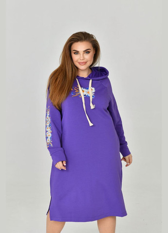 Фіолетова жіноча сукня спорт з капюшоном колір фіолетовий р.52 454333 New Trend