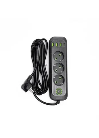Сетевой фильтр черный с выключателем 3 розетки 3хUSB-A 3м HP-5-34 Yiwu (388646519)