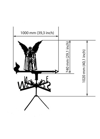 Флюгер на дом Архангел Гавриил из металла 3 мм, флюгер на крышу No Brand (368896438)