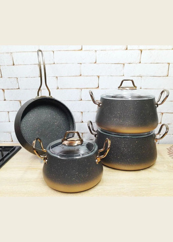 Набор посуды кастрюль премиум класса O.M.S. Collection 3041 с гранитно-мраморным покрытием (Турция) No Brand (317173176)