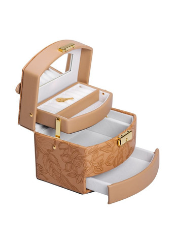 Скринька для прикрас з еко шкіри 3 яруси із замком органайзер для ювелірних виробів HP-5-23BR Yiwu (353502131)