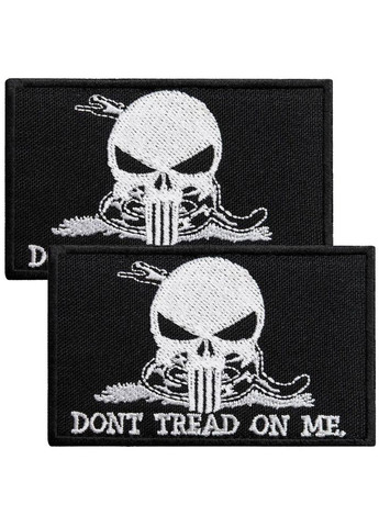 Набор шевронов 2 шт. с липучкой Змея Череп карателей, Don't Tread On Me, Punisher, черный вышитый патч шеврон Atak (301536625)