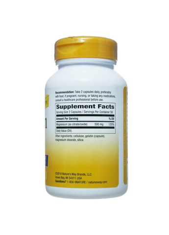 Магній комплекс, Magnesium Complex,, 500 мг на порцію, 100 капсул Nature's Way (366734402)