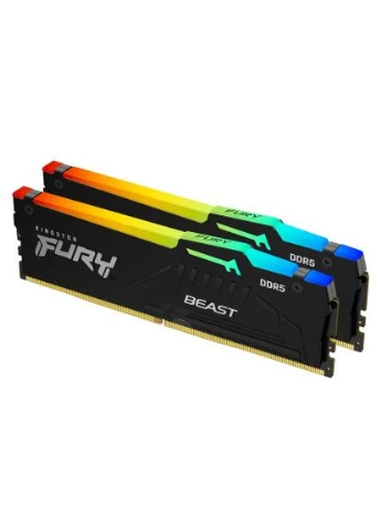 Модуль пам'яті для комп'ютера DDR5 16GB (2x8GB) 5200 MHz FURY Beast RGB (KF552C40BBAK2-16) Kingston FURY (395404331)