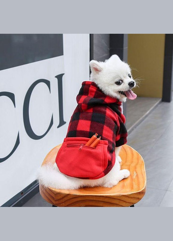 Худі для котів з кишенею Pet Style "Сосиска" Чорночервона клітинка 4XL No Brand - (323234933)