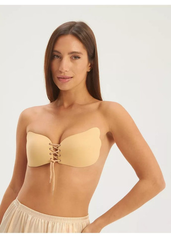 Бежевий невидимка силіконовий бюстгальтер невидимка, без бретелів, самоклеючий Cindylove без кісточок силікон