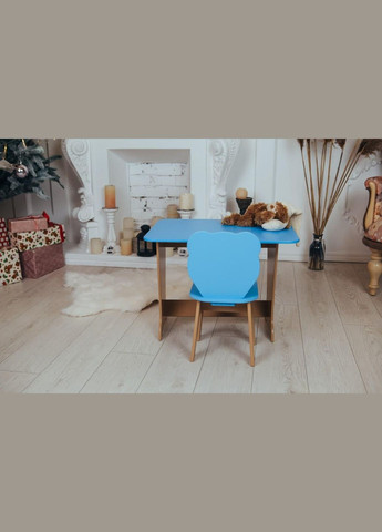 Детский стол синий! Супер подарок! Столик парта, рисунок львенка и стульчик детский Медвежонок No Brand (323223315)