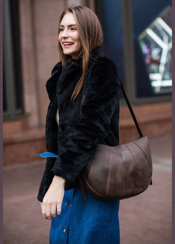 Шкіряна жіноча сумка Круасан темно-коричнева (A-026255) BlankNote сумка бохо (327874352)