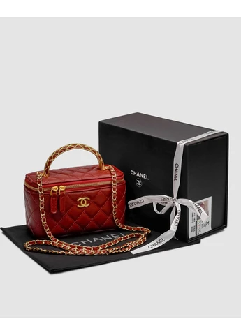Сумка CHANEL Classic Burgundy Lambskin Pearl Crush Vanity Bag Gold Шанель No Brand (377507456)