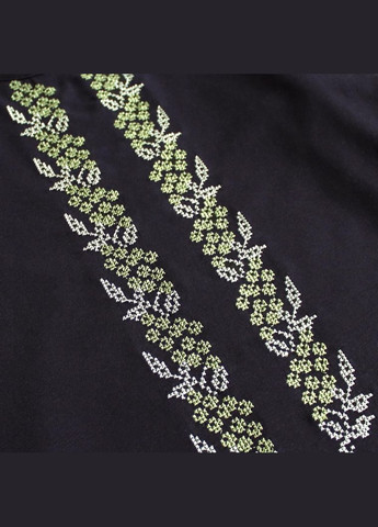 Чорна жіноча вишита футболка з орнаментом калина зелена Ladan - (301026475)