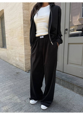 Женский спортивный костюм из велюра: кофта на молнии и широкие брюки с высокой посадкой MonCher (353689595)