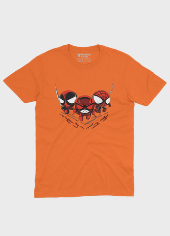 Помаранчева демісезонна футболка для дівчинки з принтом супергероя - людина-павук (ts001-1-ora-006-014-069-g) Modno