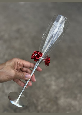 Свадебные подарочные бокалы на металлическй ножке цветок 2 шт 28 см 1026G Veronese (346531325)