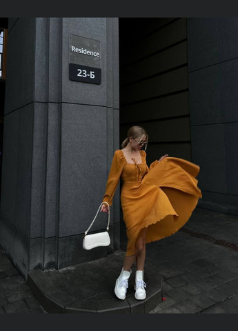Горчичное женское платье из муслина цвет горчица р.42/44 449184 New Trend