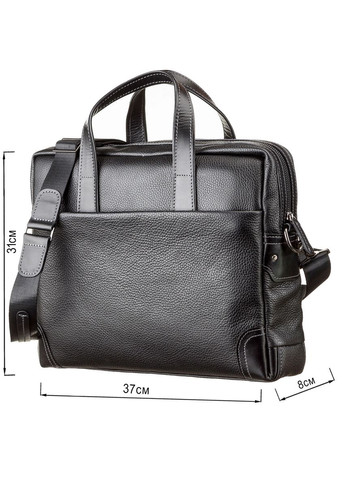 Чоловіча сумка для ноутбука з натуральної шкіри із двома відділеннями чорна (sku_11110) No Brand (330012773)