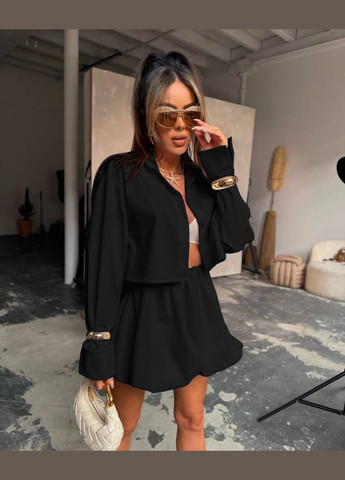 Костюм женский черный (юбка + рубашка), из софта, элегантный и стильный, идеальный для вечерних образов No Brand 745 (322700738)