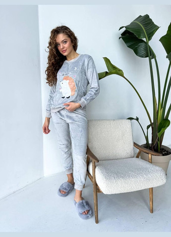 Серая женская теплая пижама GT