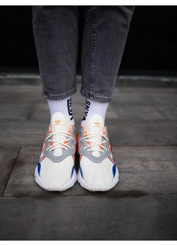 Белые летние кроссовки adidas ozweego adiprene pride white blue orange адидас озвиго No Brand