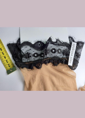 Сексуальные чулочки L-XL к поясу Marrbel бежевые с черным кружевом Obsessive (324833135)