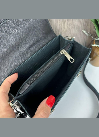 Шкіряна міні сумочка клатч на плече з тисненням чорна (sku_1695) No Brand (330576504)
