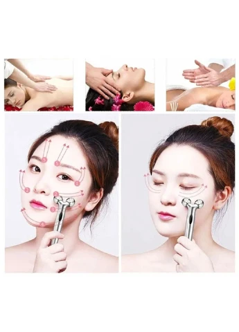 Роликовый ручной массажер для лица с 3D шариками LBJ-116B 3D Massager Серебристый HandyHeat (365748859)