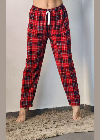 Женские домашние штаны из хлопка в клетку красные Турция Rinda Pijama (281328266)