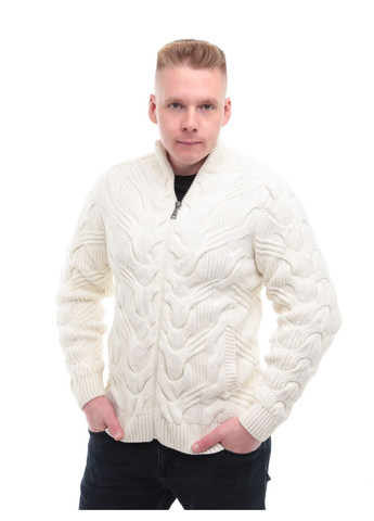 Молочный зимний свитер мужской зимний вязаный на молнии джемпер Pulltonic Пряма