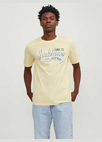 Світло-жовта футболка basic,блідо-жовтий з принтом,jack&jones Jack & Jones