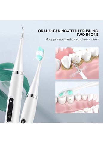 Ультразвукова зубна щітка-скалер 2в1 для видалення зубного нальоту Electric Sonic Dental Scaler White No Brand (350202662)