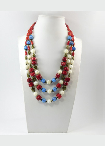 Ожерелье "Дилар" Коралл, Перламутр, Сахарный кварц Fursa fashion (322444385)