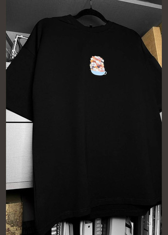 Черная стильная футболка с принтом с коротким рукавом No Brand