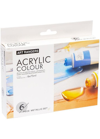 Набор акриловых красок Art Ranger Acryliс metallic. 6 металлических цветов в тубах по 75 мл. Art Rangers (322772738)
