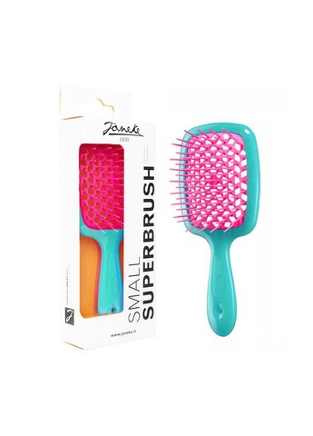 Гребінець для волосся Superbrush small бірюзовий з рожевим Janeke (314904835)