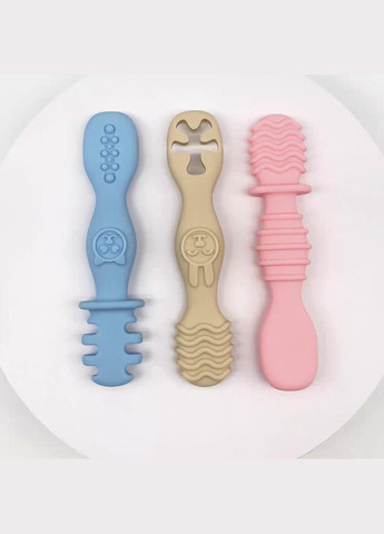 Набір дитячих тренувальних ложечок Без бренду, для прийому їжі дітям від 6 міс., Синій (121352) No Brand (315932781)