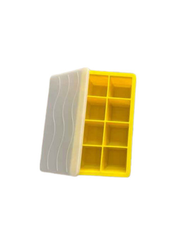 Силиконовая форма для льда Bar House куб 5 х 5 см 8 кубиков желтая с крышкой No Brand (305663764)