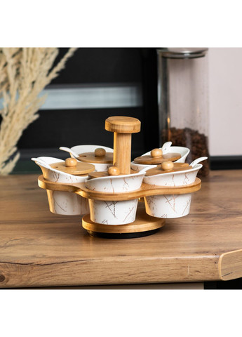 Набор для сыпучих продуктов 5 банок на бамбуковой подставке для кухни контейнеры для специй ProDobro (364189368)