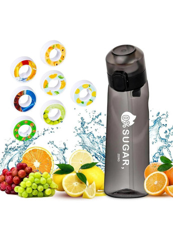 Бутылка для воды пластиковая 650 мл черная + 3 картриджа для вкуса (R051405-3) Water Bottle (332056213)