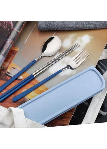 Набір столових приборів, похідний набір “Urban Steel” у футлярі (ложка, виделка, палички, футляр) No Brand (367038418)