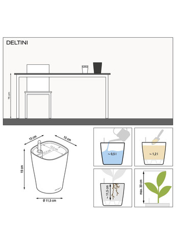 Вазон Deltini, антрацит (A-013643) Lechuza (317268861)