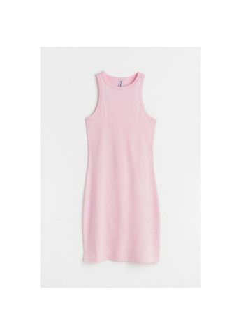 Рожева кежуал сукня з бавовни H&M однотонна