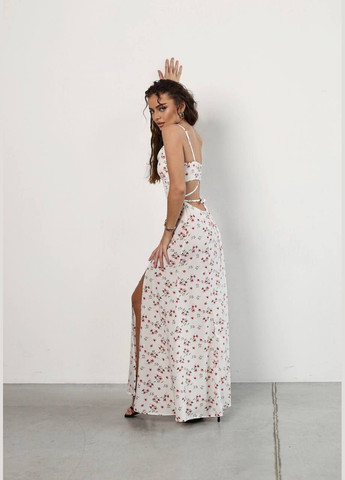 Белое платье женское Україна с цветочным принтом