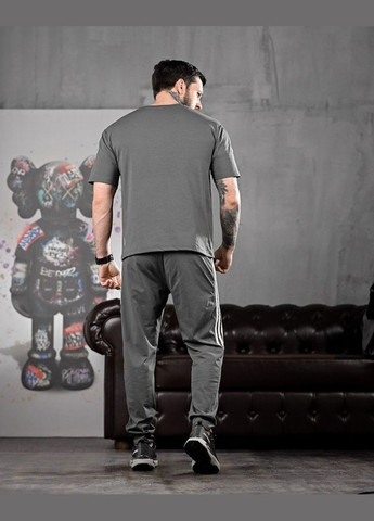 Стильний чоловічий костюм Adidas штани+футболка сірий Freedom (328256316)
