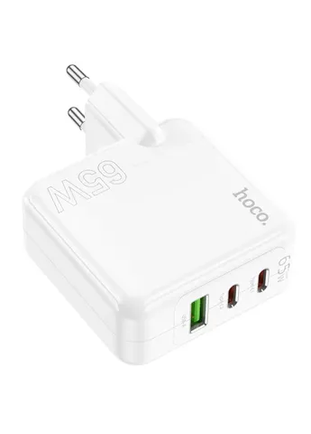 МЗП C115A Header PD65W+QC3.0 (1USB-A/2C) White Hoco (409810568)