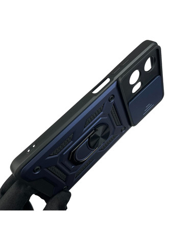 Чохол для Moto G24 Power (PB1E0003RS) броньований з кільцем зі шторкою на камеру на моторола г24 павер темно-синій rg1 Motorola (366020288)