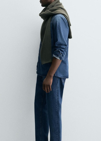 Синяя рубашка однотонная Zara