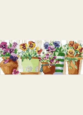 Набор для вышивания по нанесённой на канву схеме "The pottings on the windows 2". AIDA 14CT printed 56*27 см Joy Sunday (313613198)