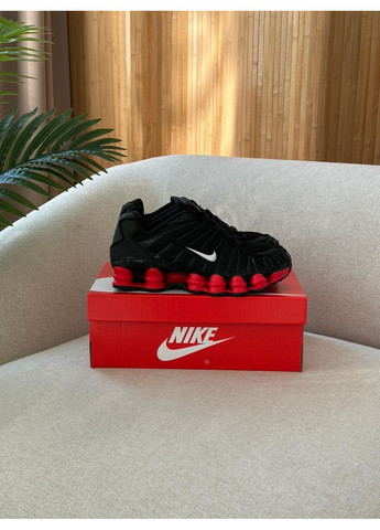 Чорні Осінні кросівки чоловічі nike black red No Brand Shox TL