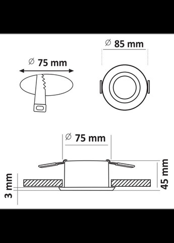 Точковий світильник 315465 Kolding GU5.3 1x12W IP20 (047544) Goldlux (361312113)